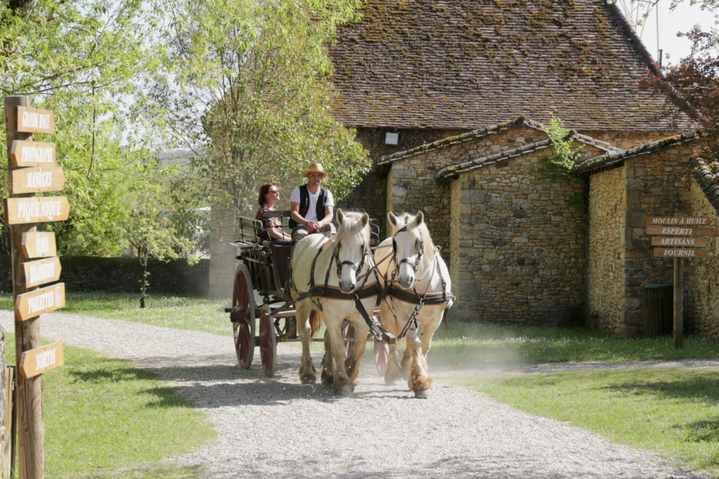 Calèche dans le village 1900